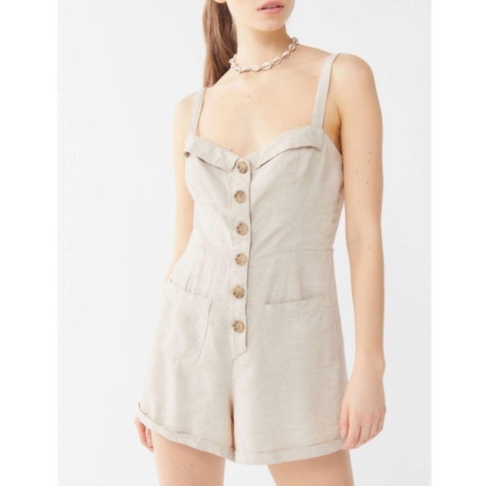 Urban outfitters tan linen romper
